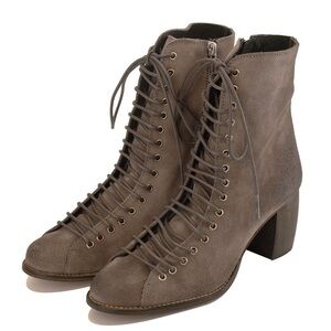Jeffrey Campbell Gray Suede Lace-Up Boots